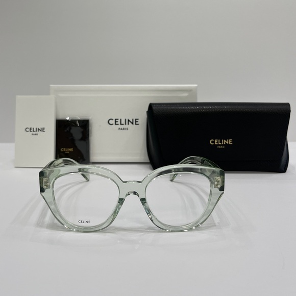 CELINE Bold 3 Dots CL50132i 093 Transparent Mint Green Cateye Eyeglasses - Picture 2 of 6